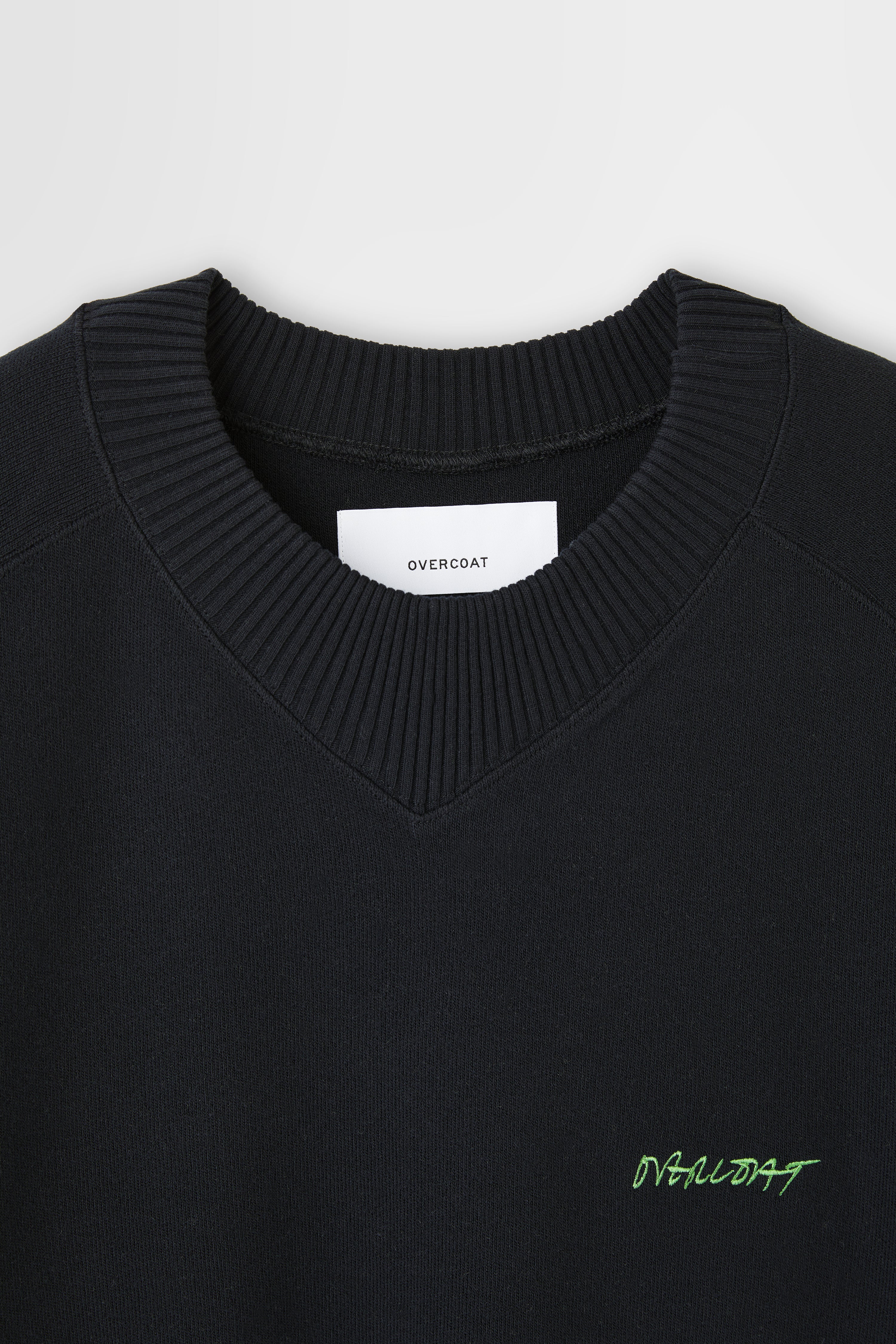 Wool Smooth Vneck Crewneck Pullover in Black