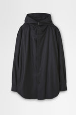 画像をギャラリービューアに読み込む, Wool Flannel Hoodie Overshirt in Black
