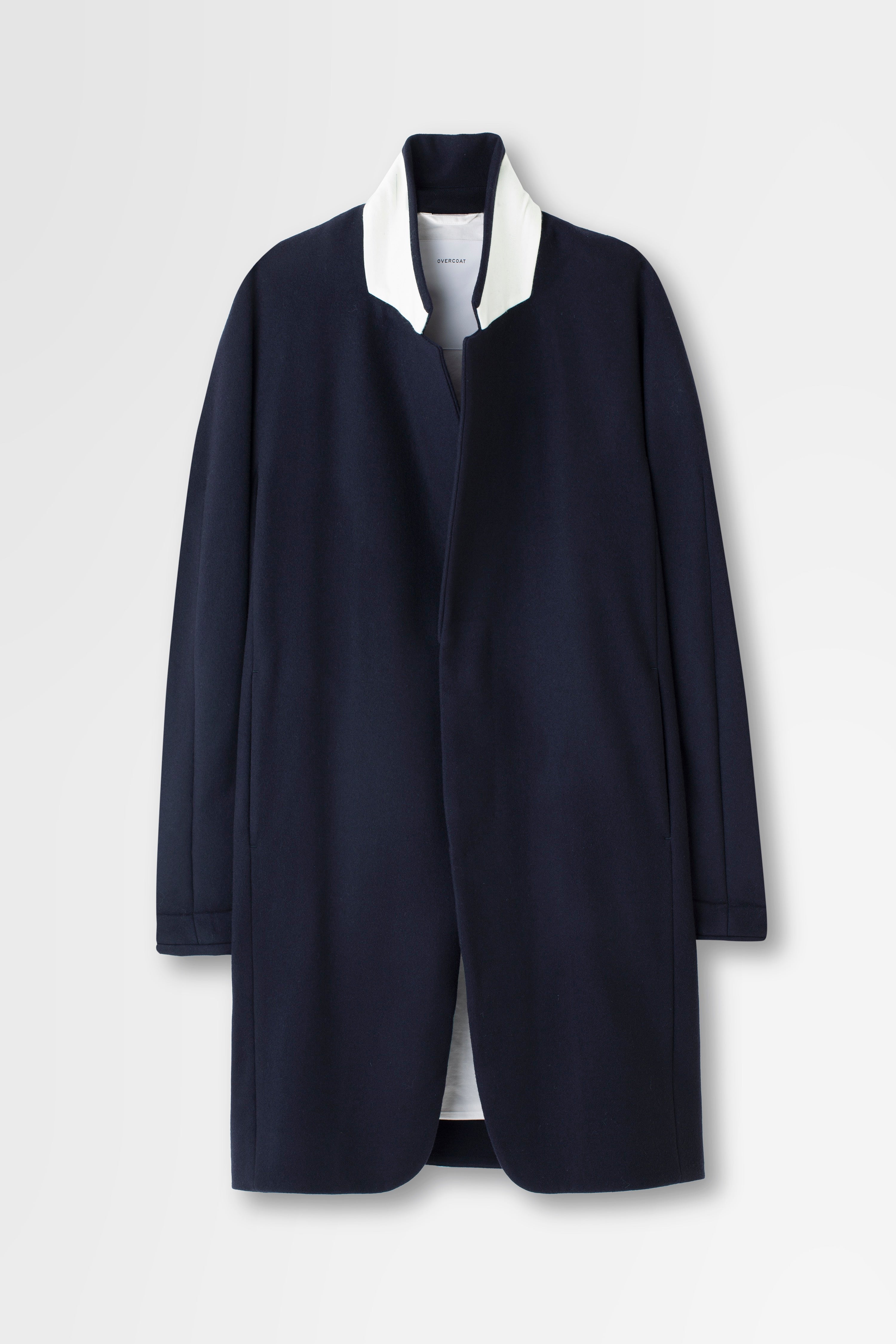 Wool Melton Overcoat in Navy