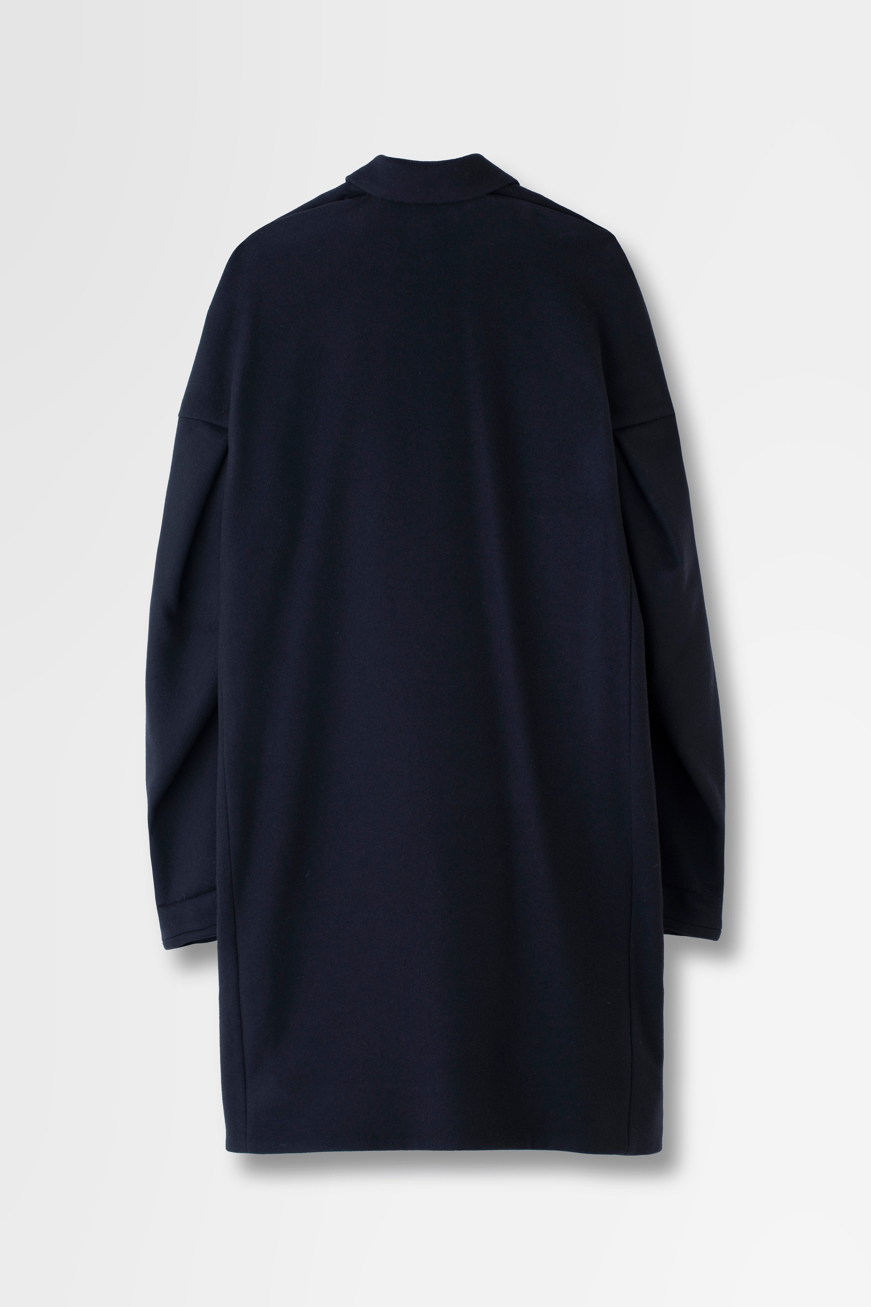 Wool Melton Overcoat in Navy