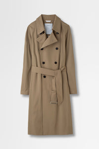 Wool Gabardine Trench Coat in Beige