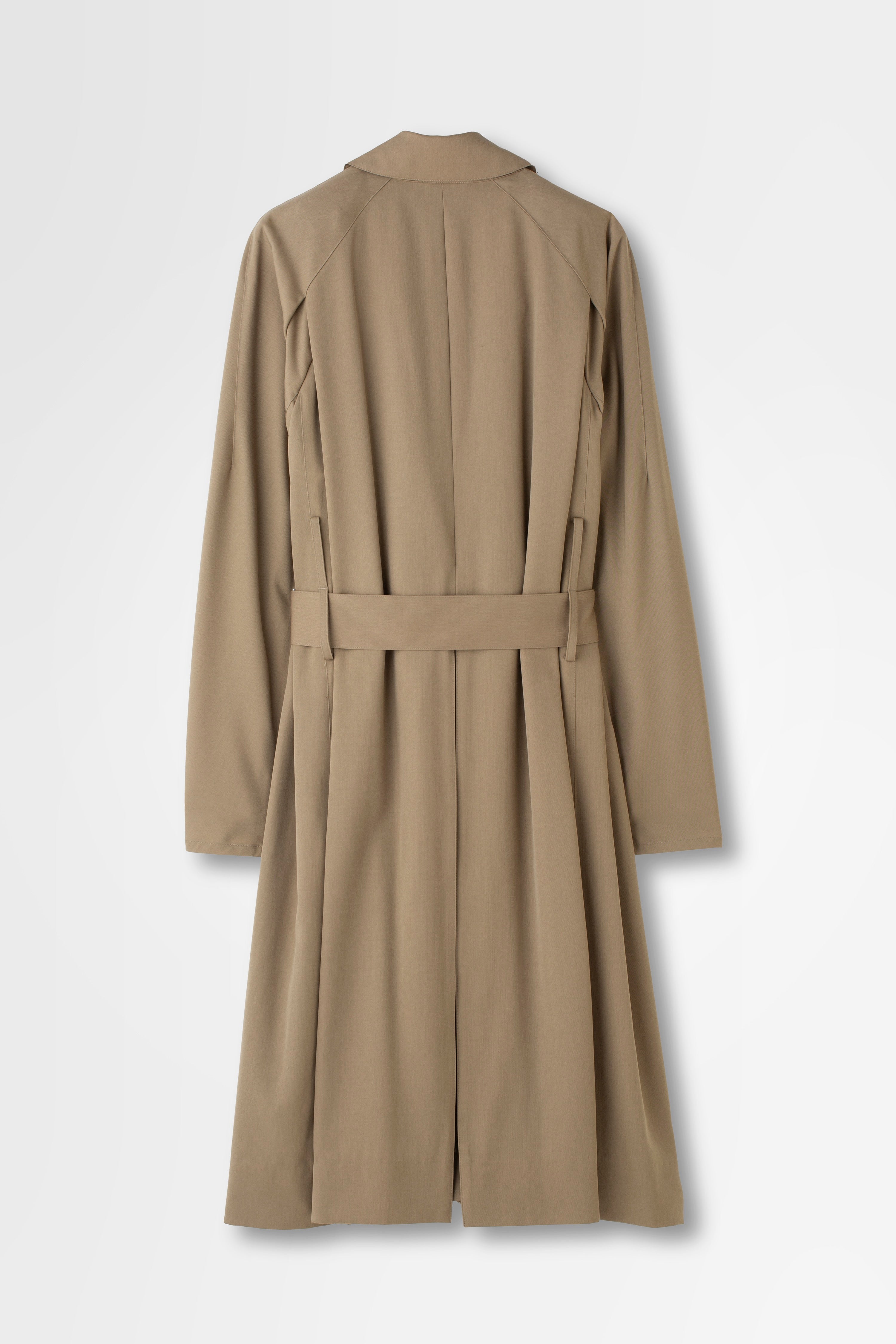 Wool Gabardine Trench Coat in Beige