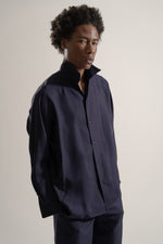 Load image into Gallery viewer, Silk Overshirt in Navy
