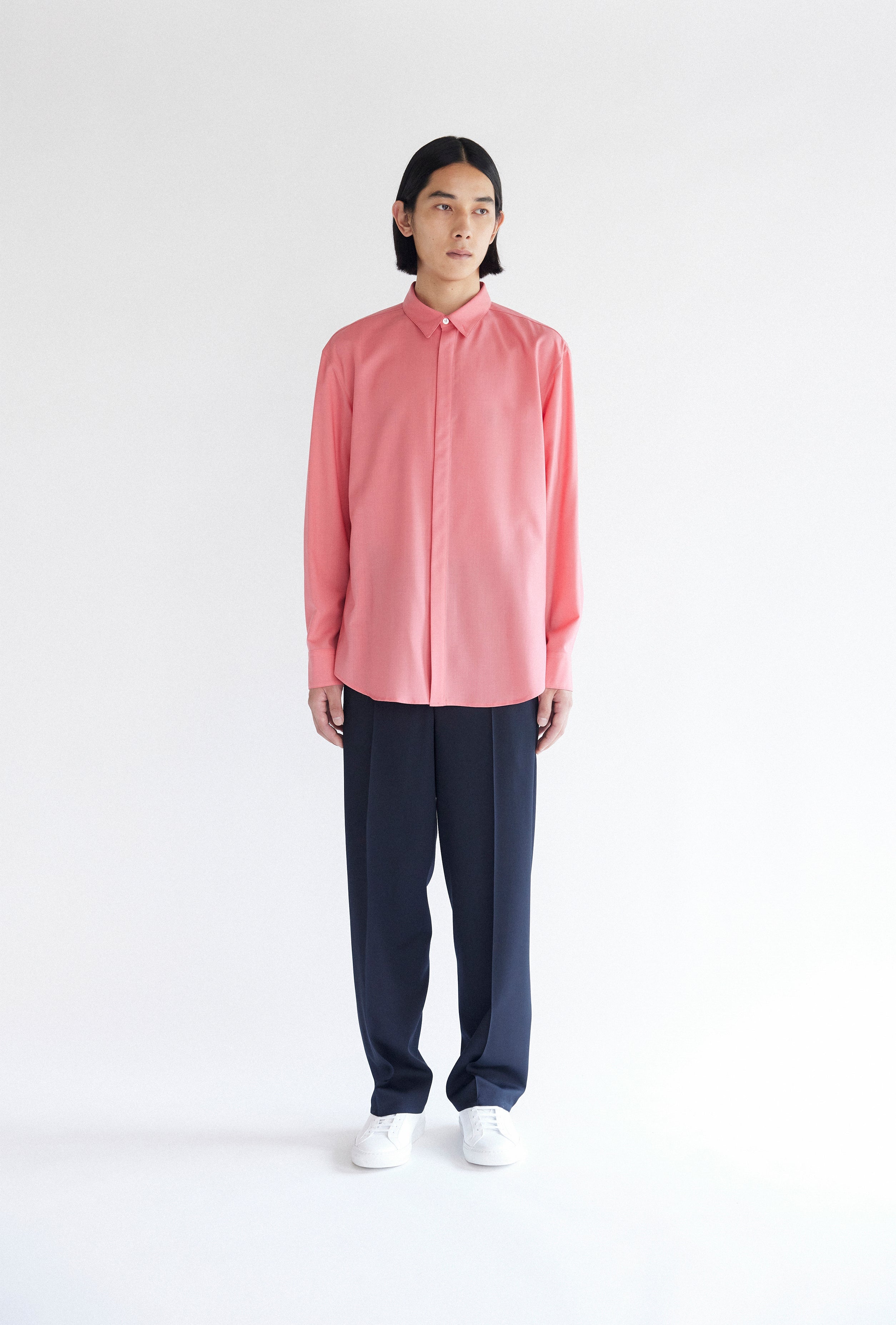 wool shirt in coral