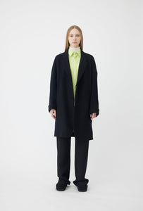 Wool Melton Overcoat in Black