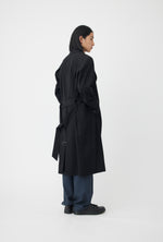Load image into Gallery viewer, Wool Gabardine Trench Coat in Black
