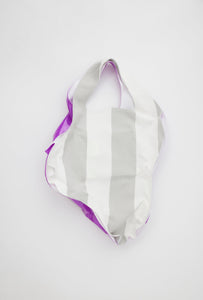 Tote Bag in Purple X White/Grey Stripe
