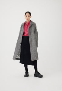 Wool Herringbone Soutien Collar Overcoat