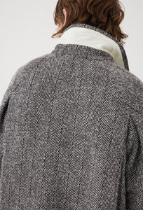 Wool Herringbone Soutien Collar Overcoat