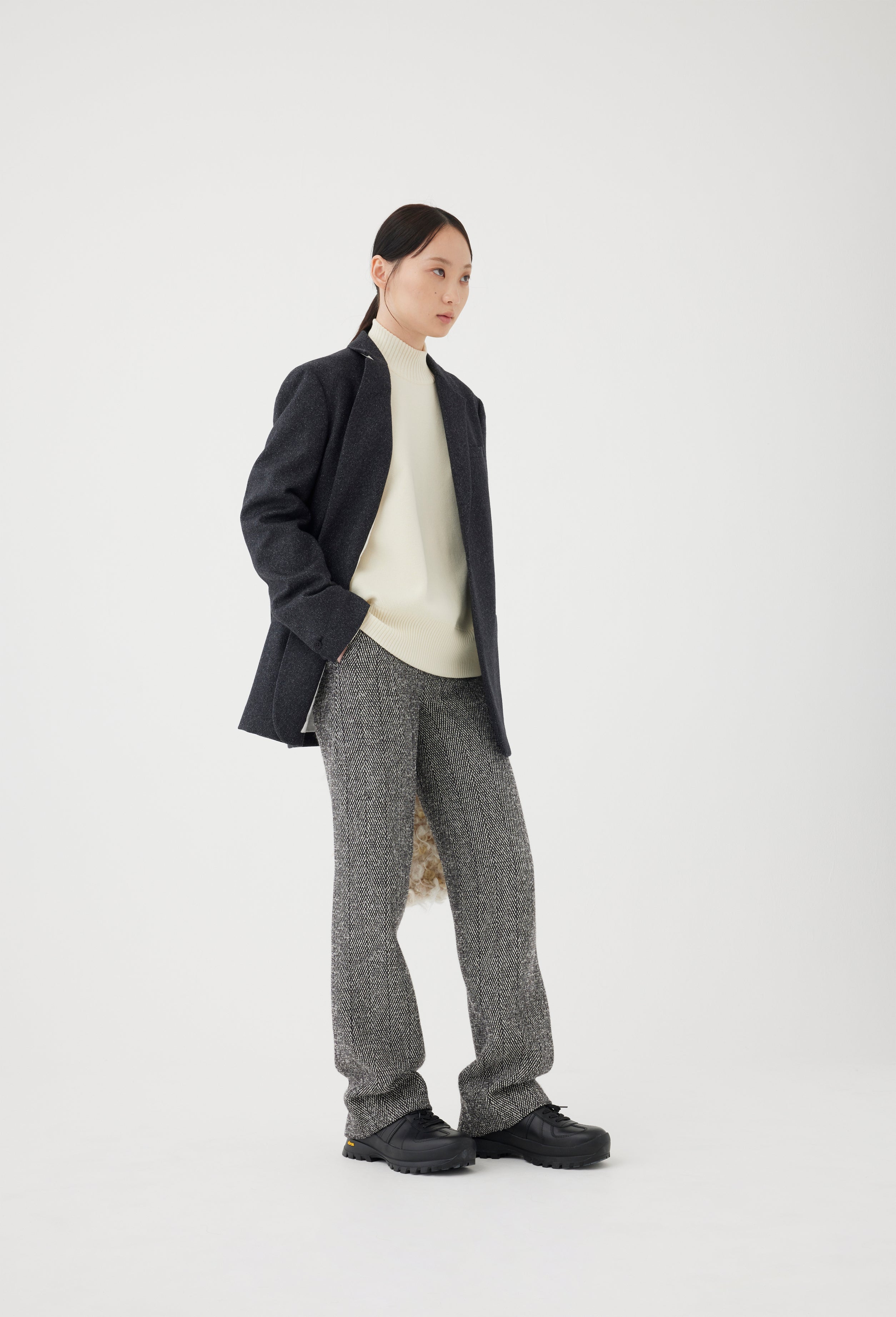 Wool Herringbone Straight Trouser