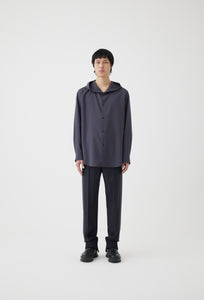 Hooded Wool Shirt in Charcoal