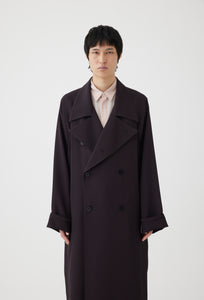 Rayon Double Breasted Overcoat in Coffee Brown