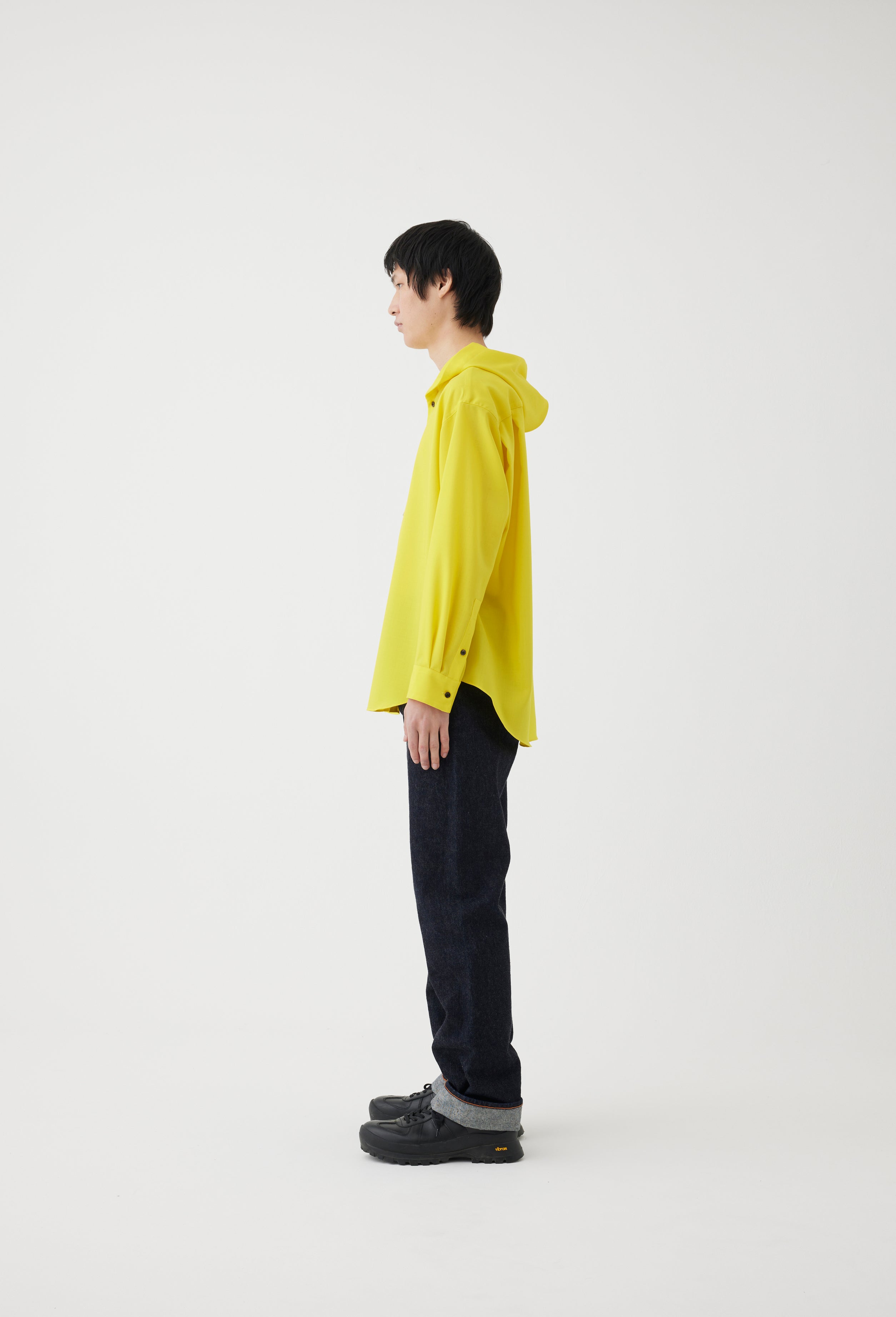 Hooded Wool Shirt in Yellow