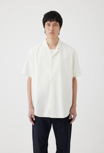 Cotton Short Sleeve Overshirt in Ivory