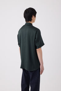 Silk Short Sleeve Overshirt in Forest Green
