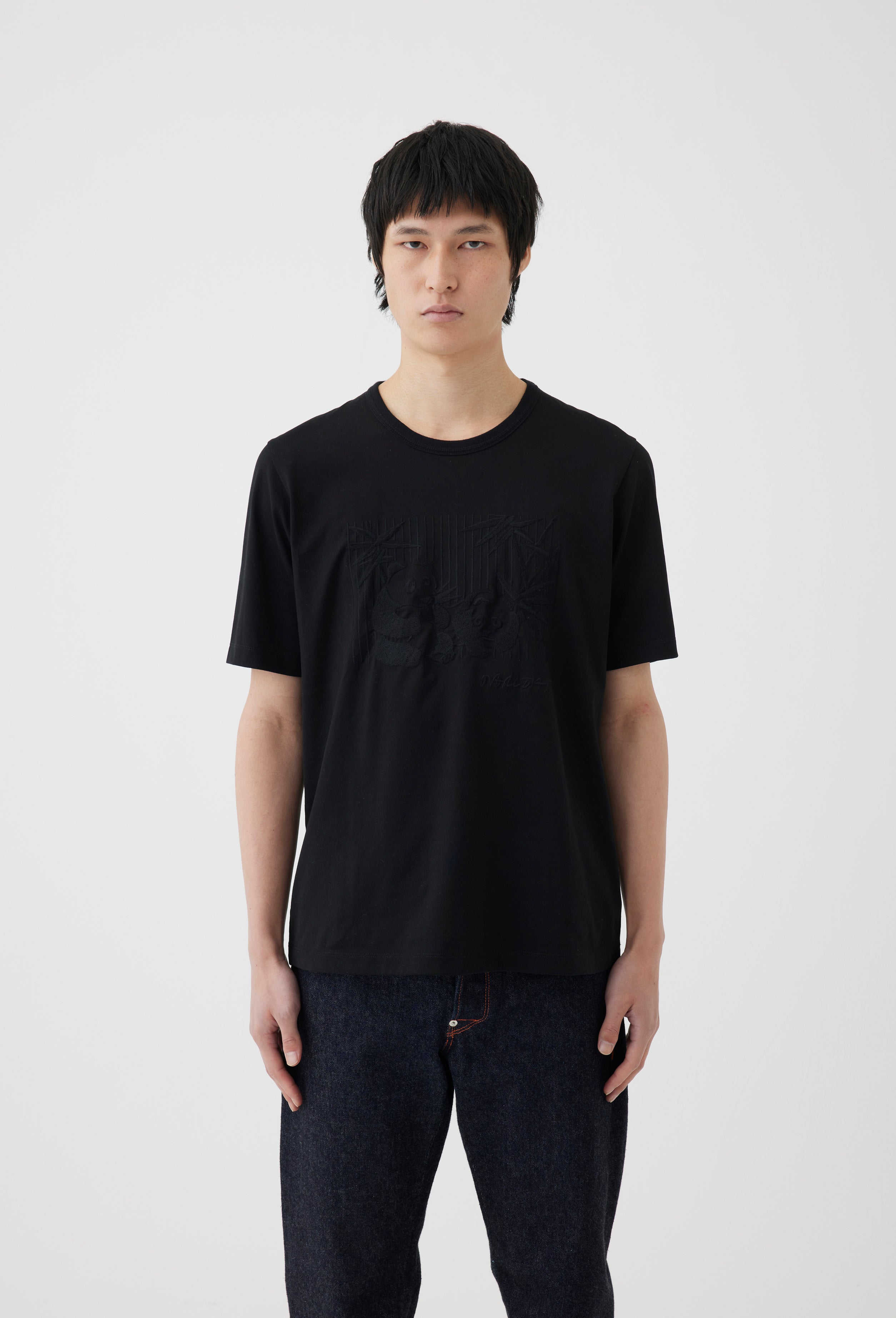 Embroidered Panda T-shirt in Black