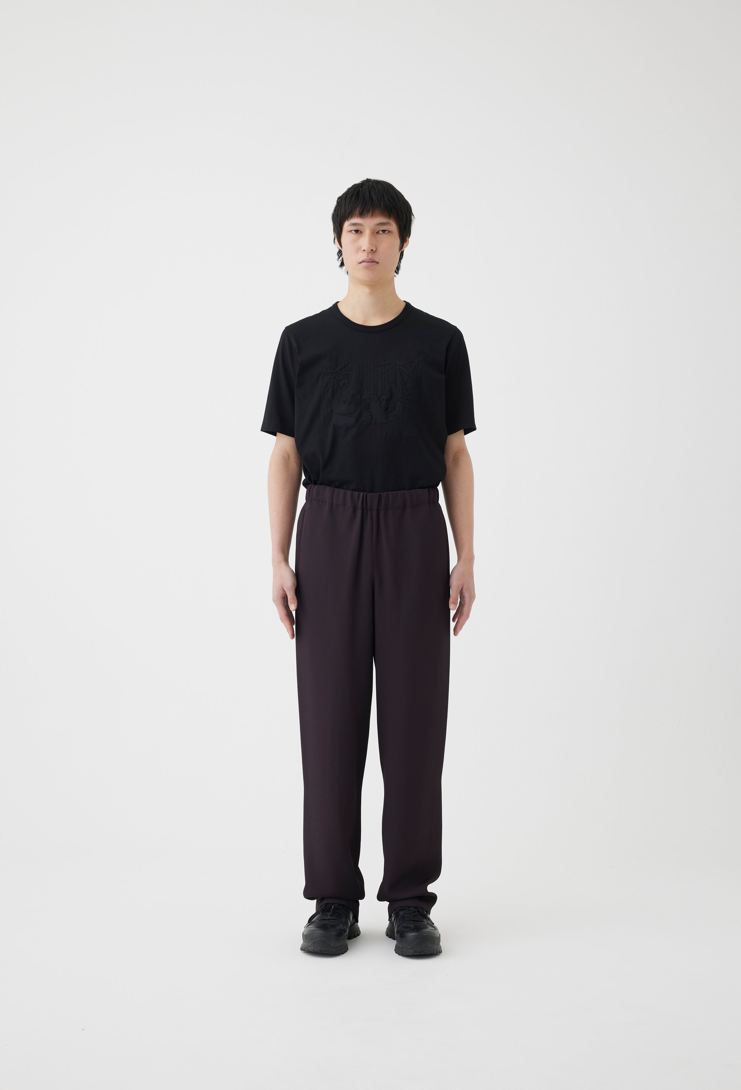Rayon Tricotine Drawstring Trouser in Coffee Brown