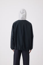 Load image into Gallery viewer, Nylon Collarless Bomber Jacket in Forest Green
