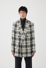Load image into Gallery viewer, Wool Cotton Double Breasted Jacket in Black Ivory Check
