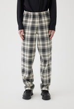 Load image into Gallery viewer, Wool Cotton Drawstring Trouser in Black Ivory Check
