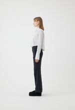 Load image into Gallery viewer, Cropped Wool Shirt in Blue Stripe
