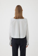 Load image into Gallery viewer, Cropped Wool Shirt in Blue Stripe
