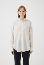 Load image into Gallery viewer, Hooded Wool Shirt in White Stripe
