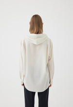 Load image into Gallery viewer, Hooded Wool Shirt in White Stripe
