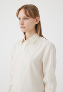 Wool Shirt in White Stripe