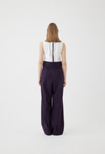 Load image into Gallery viewer, Tropical Wool Sleeveless Jumpsuit in Dark Purple
