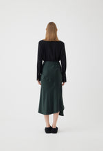 Load image into Gallery viewer, Silk Asymmetrical Skirt in Forest Green
