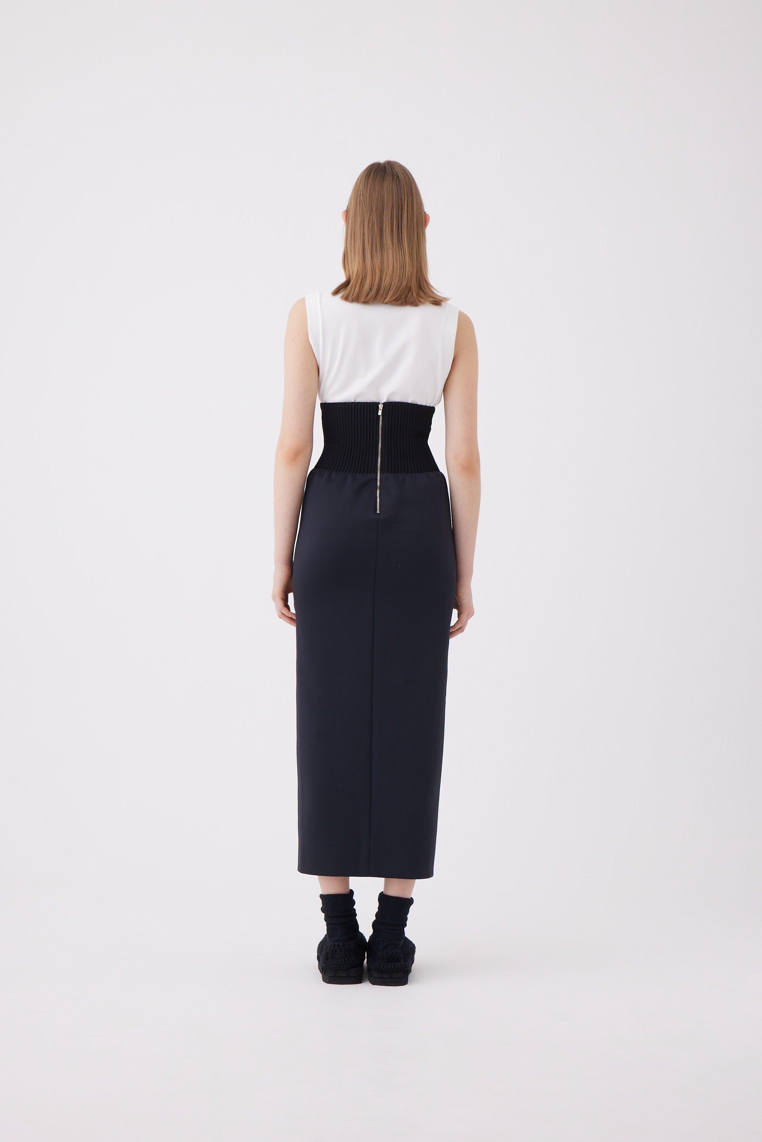 Jersey High-waisted Pencil Skirt in Black