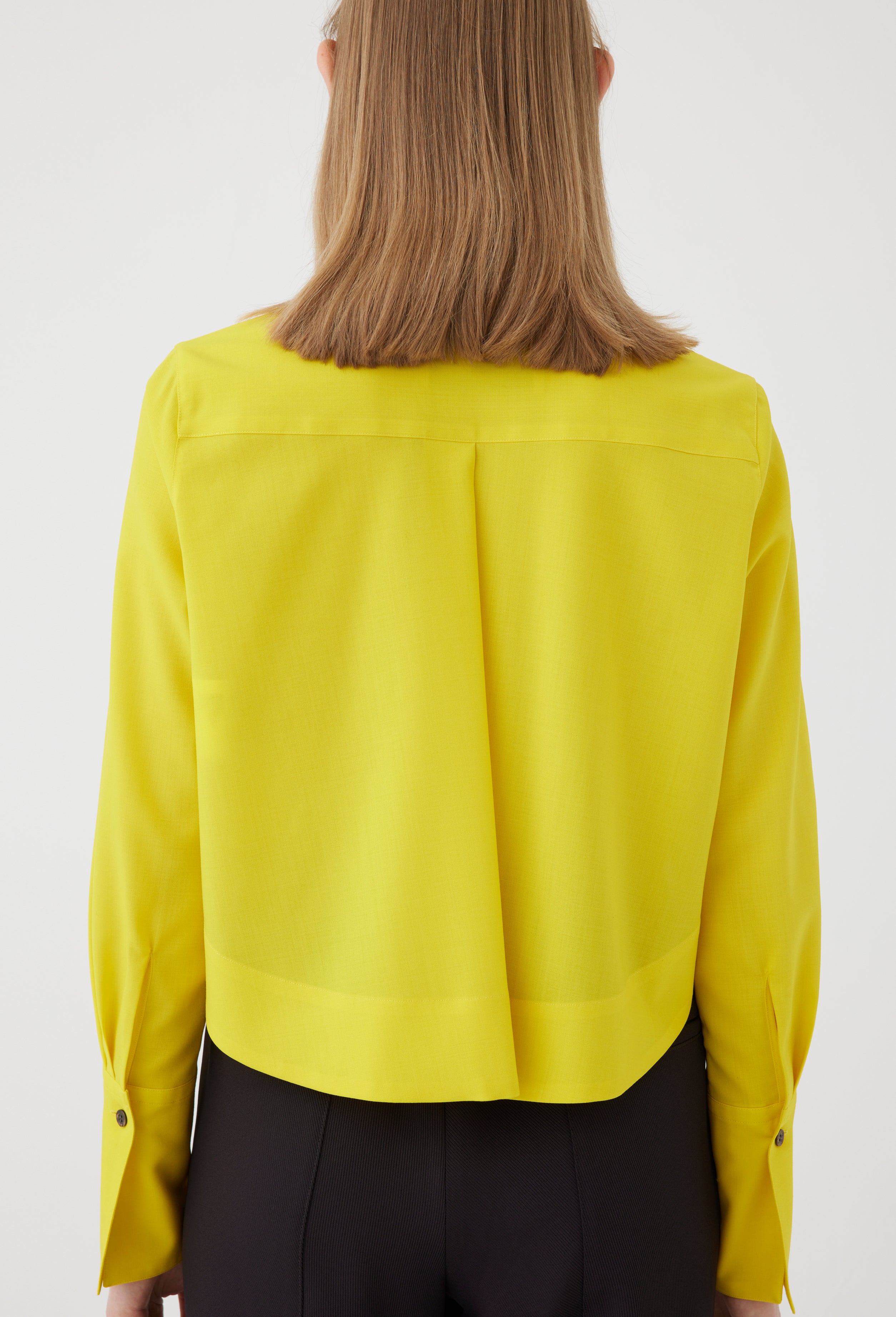 Cropped Top with Shirt Collar in Yellow