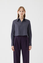 Load image into Gallery viewer, Cropped Top with Shirt Collar in Charcoal
