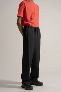 Classic Rayon Tricotine Drawstring Trouser in Black