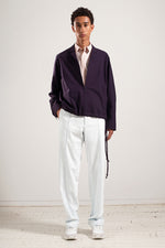 Load image into Gallery viewer, Tropical Wool Zip-up Blouson in Dark Purple トロピカルウール ジップアップブルゾン ダークパープル
