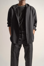 Load image into Gallery viewer, Classic Hooded Wool shirt in Black
