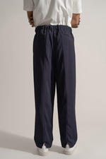Load image into Gallery viewer, Classic Rayon Tricotine Drawstring Trouser in Navy
