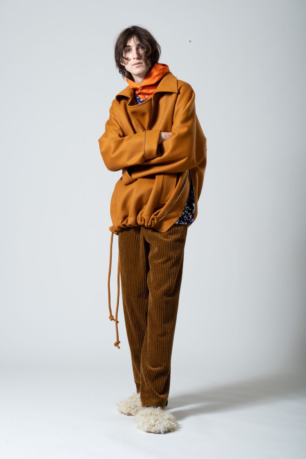 Double-face Beaver Wool Pullover in Camel