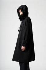 画像をギャラリービューアに読み込む, Wool Tricotine Soutien Coat with Removable Hood in Black
