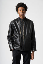 Load image into Gallery viewer, Leather Double-zip Blouson in Black
