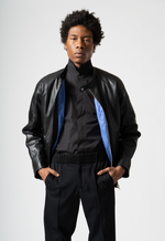 Load image into Gallery viewer, Leather Double-zip Blouson in Black
