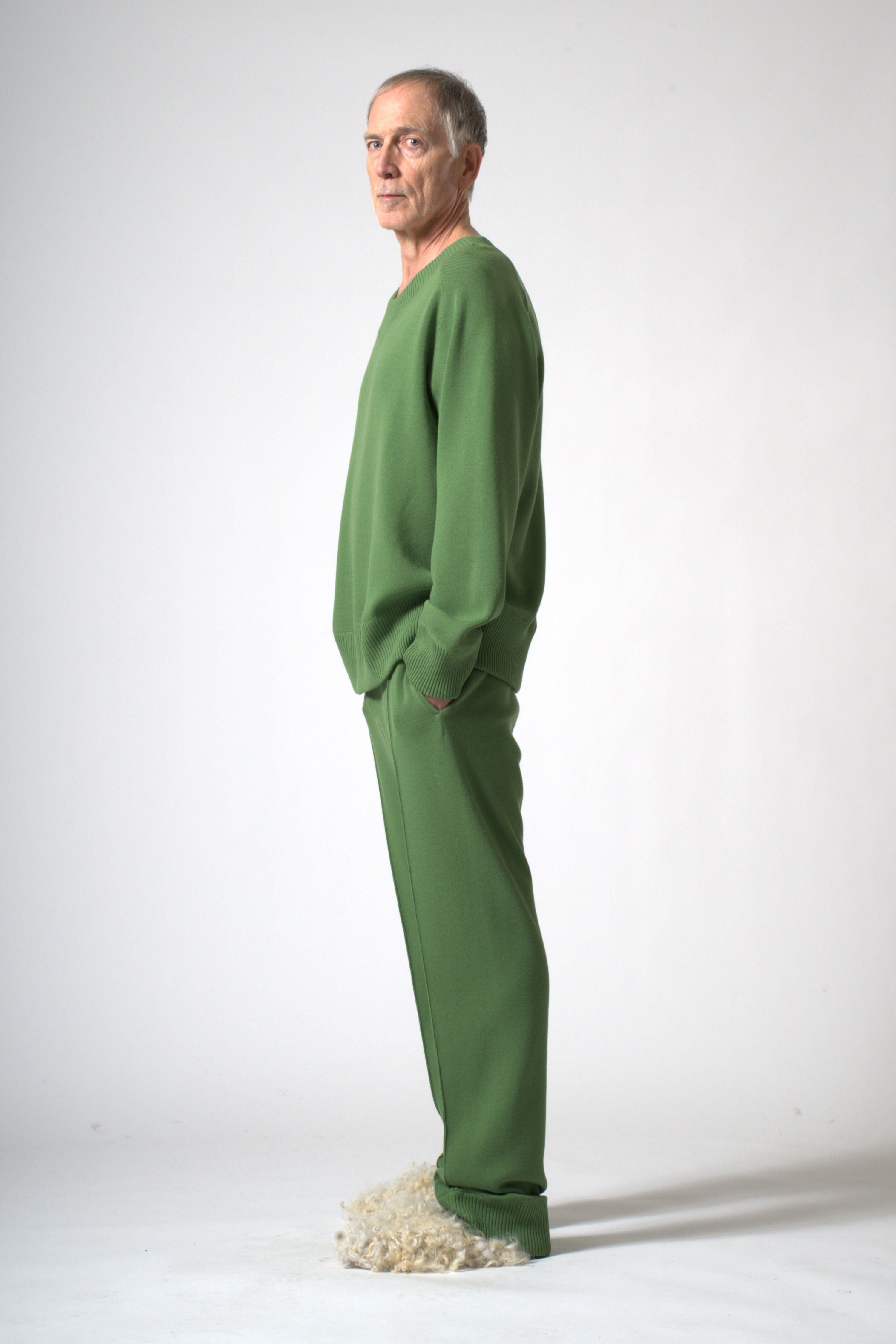 Wool Smooth Trackpant in Green