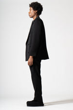 Load image into Gallery viewer, Wool Tricotine Double-breasted Jacket in Black
