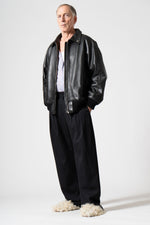 Load image into Gallery viewer, Leather Oversized Blouson in Black
