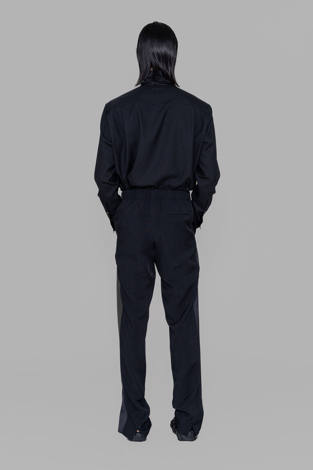 Tuxedo Drawstring Trouser with Satin Side Panel