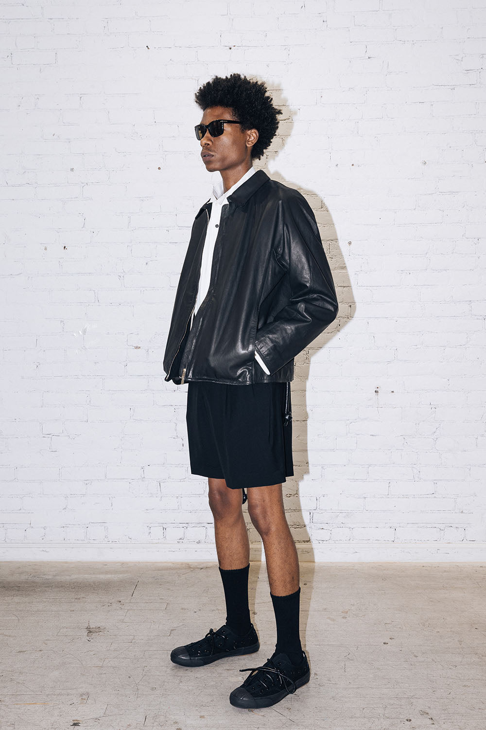 Leather Zip-Up Blouson