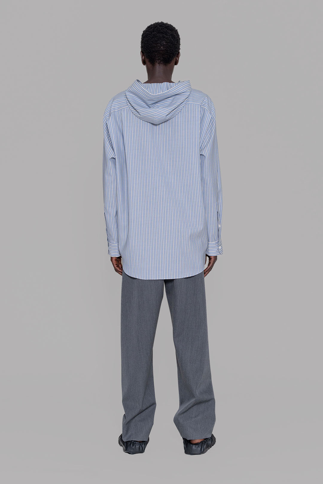 Hoodie Shirt In Wool Shirting