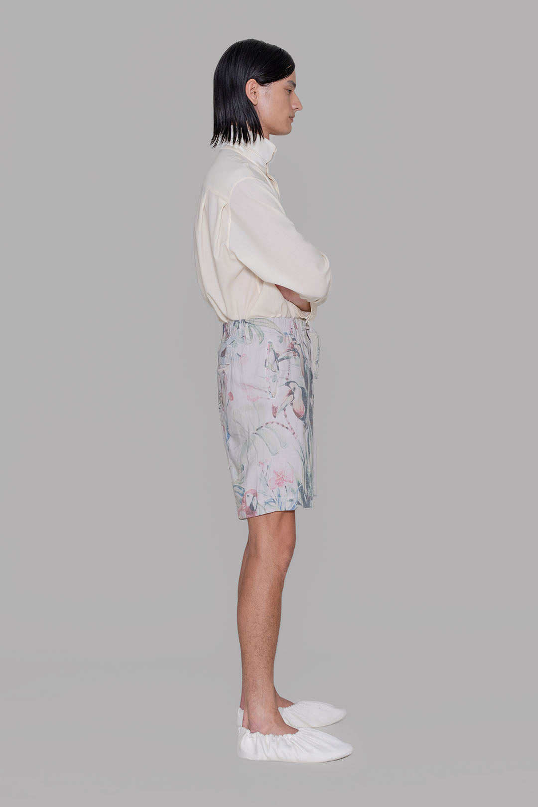 Drawstring Short In Printed Linen