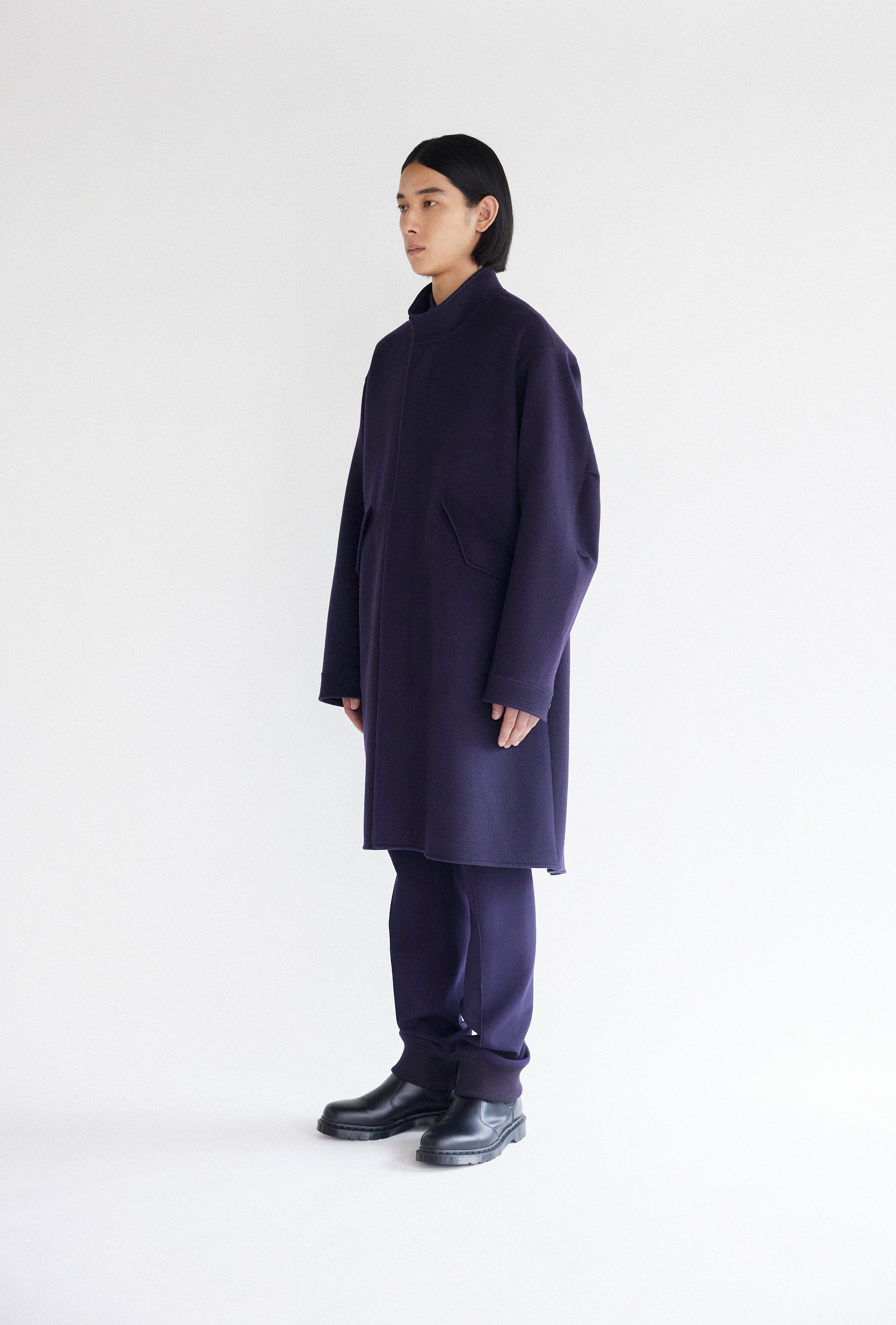 BEAVER WOOL STAND COLLAR COAT – OVERCOAT
